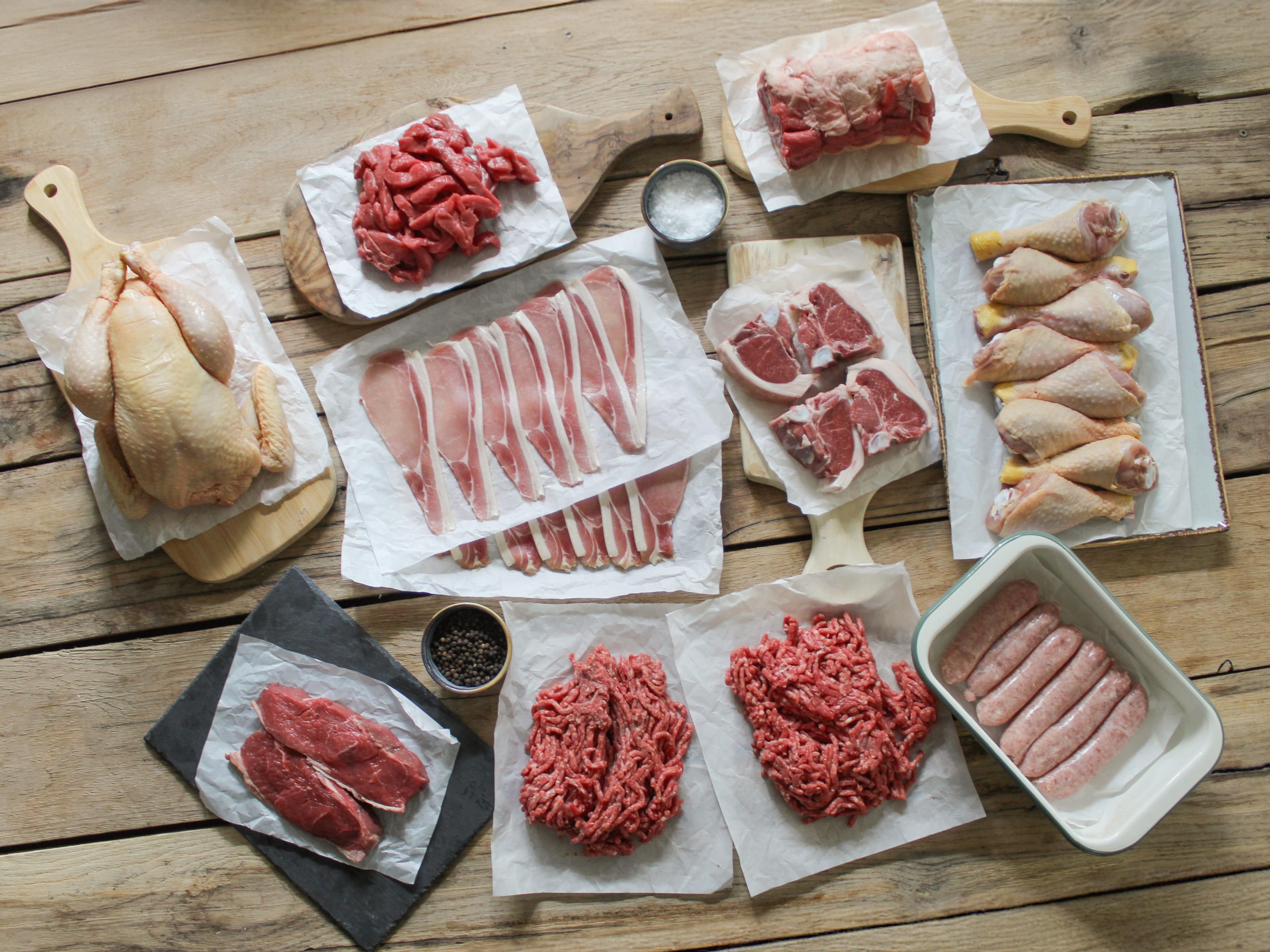 Eversfield Organic Meat and Fish Selection Box Family Favourites Organic Meat Box Box